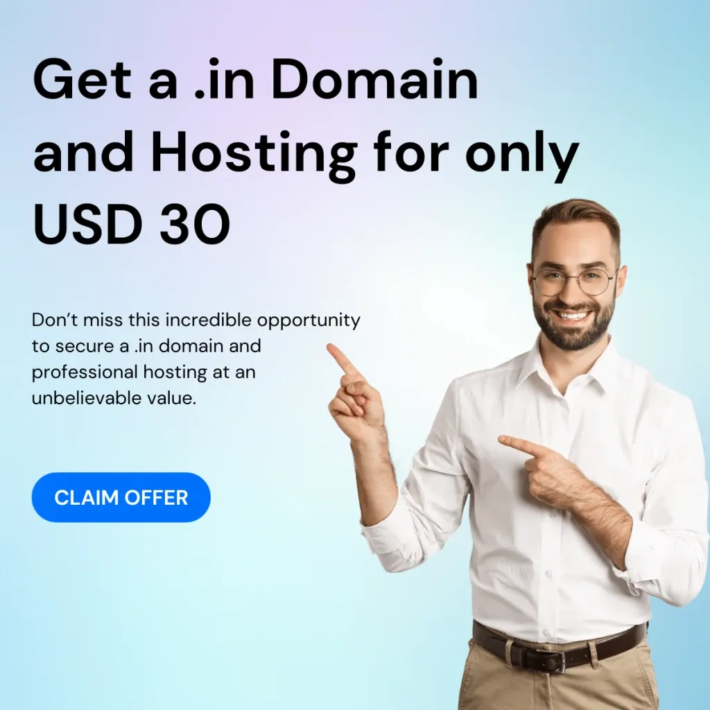 GET A .IN DOMAIN AND HOSTING FOR ONLY USD 30!